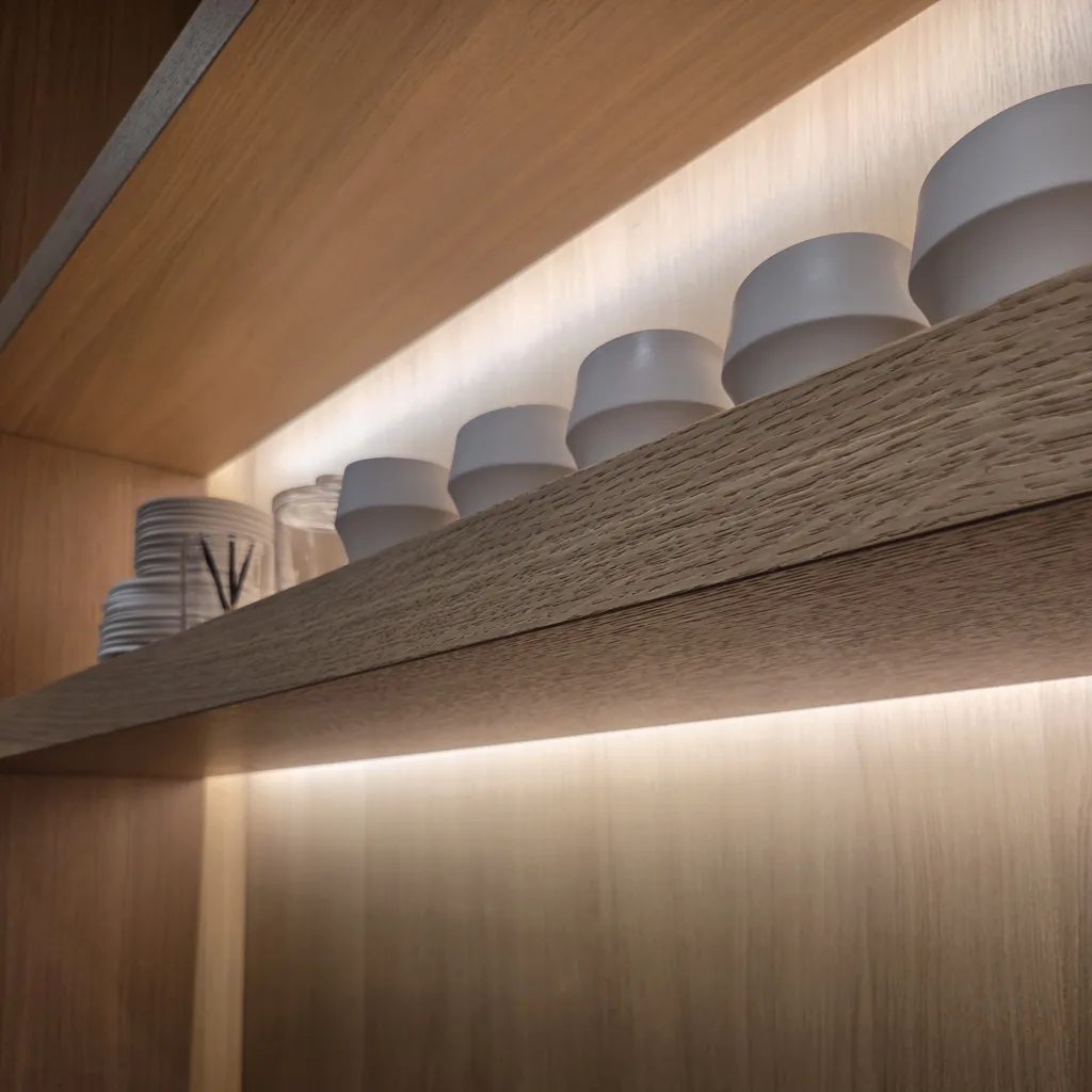 EuroCucina 2026 integrated furniture lighting, backlit shelving floating effect, layered atmospheric kitchen lighting, Salone del Mobile 2026